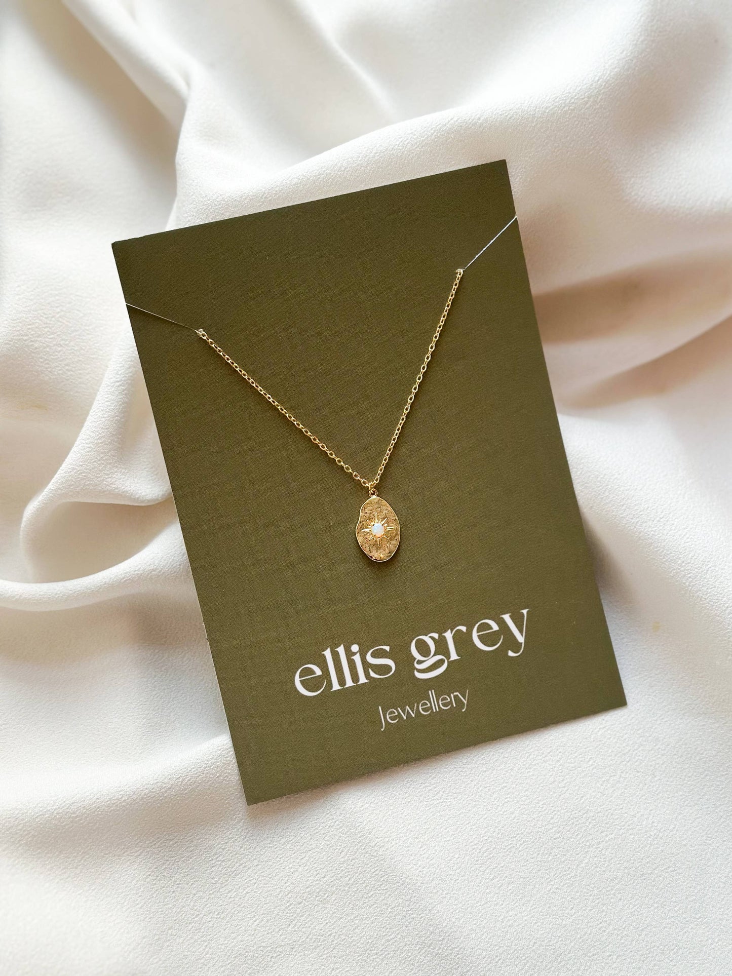 Opal Hammered Pendant Necklace