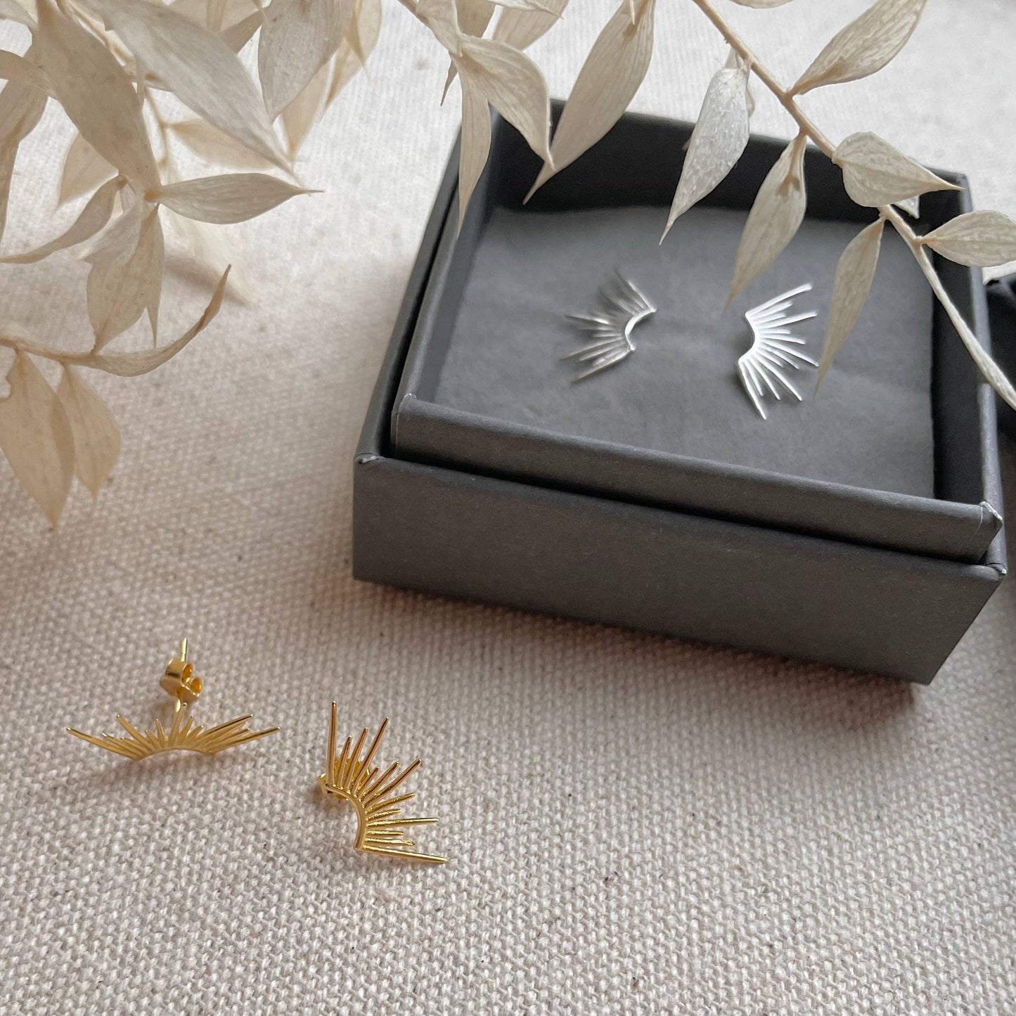 Sterling Silver Vermeil Sun Ray Studs