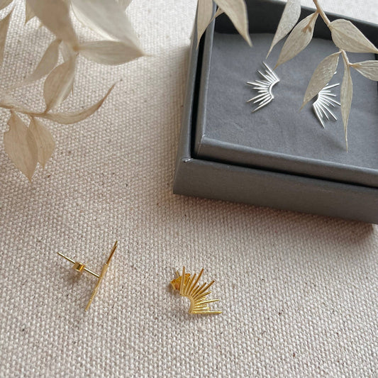 Sterling Silver Vermeil Sun Ray Studs