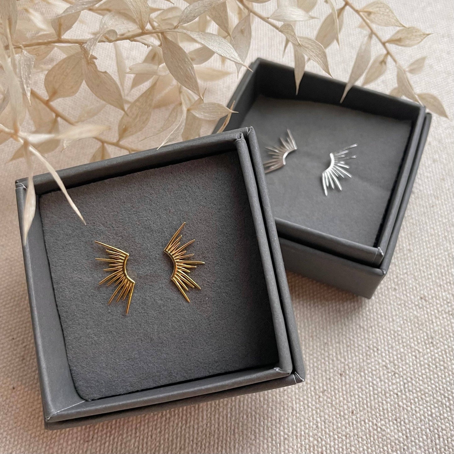 Sterling Silver Vermeil Sun Ray Studs