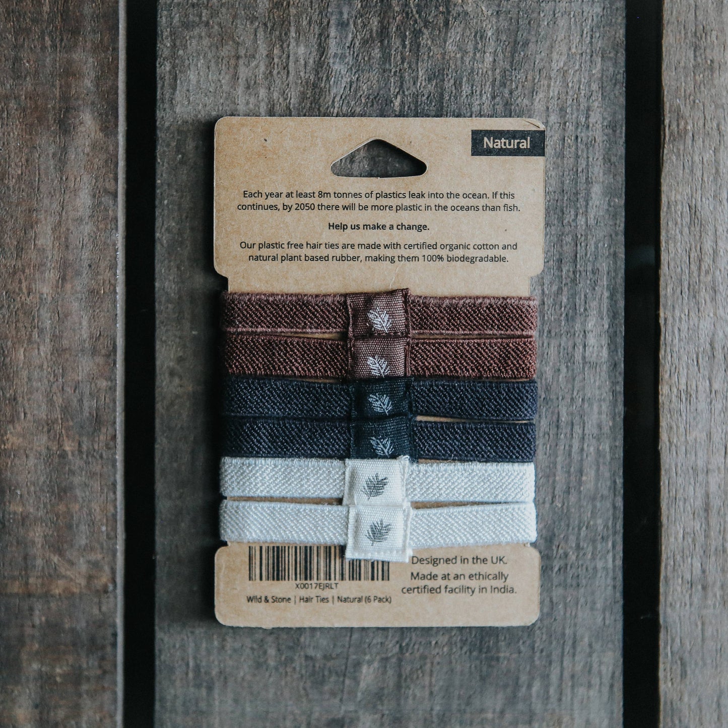 Plastic Free Hair Ties | 6 Pack | Natural