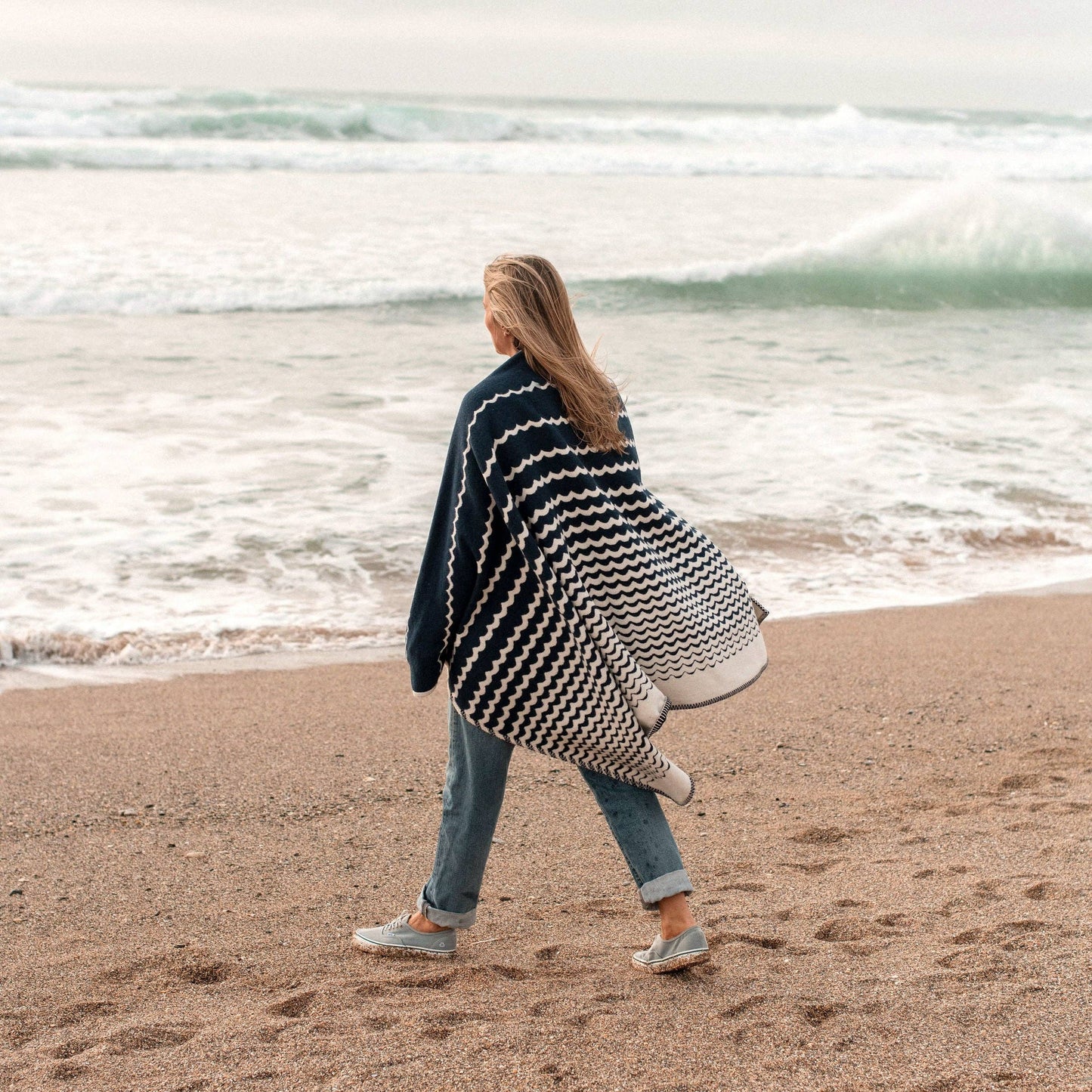 Recycled Cotton Blanket - Navy Swell