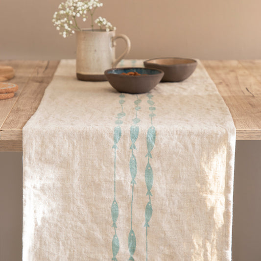Linen Table Runner | Fish On A Line