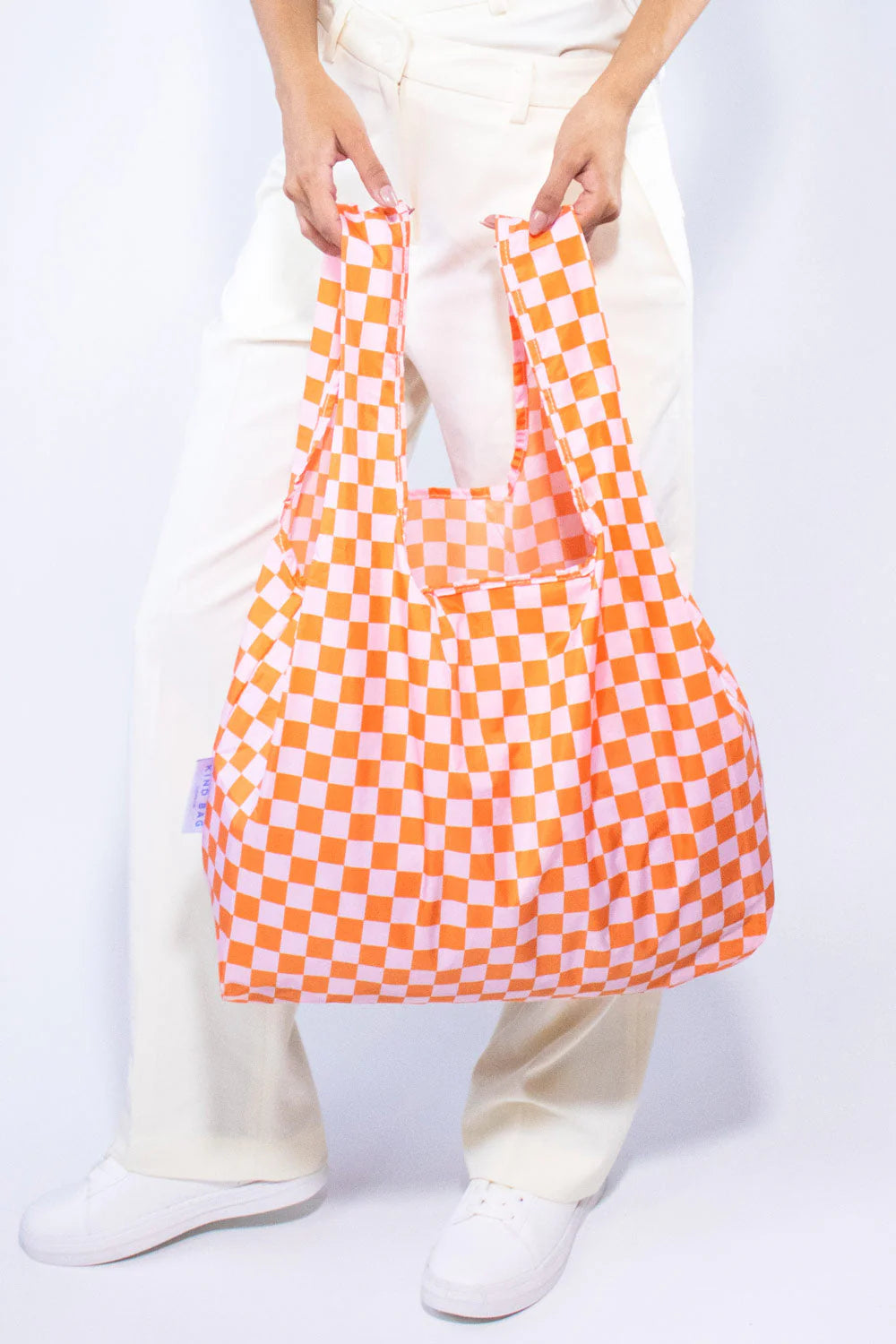 KIND Reusable Bag - Pink and Orange Checkerboard