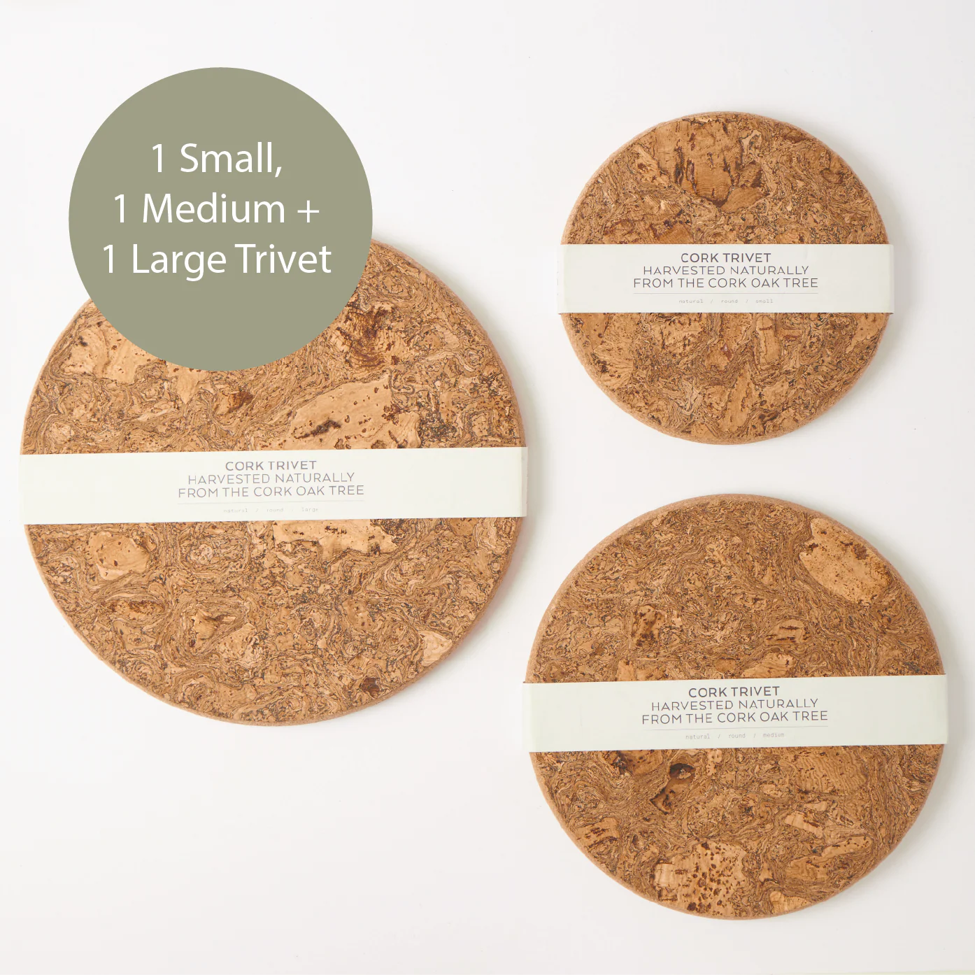 Natural Cork Trivet | Set of 3