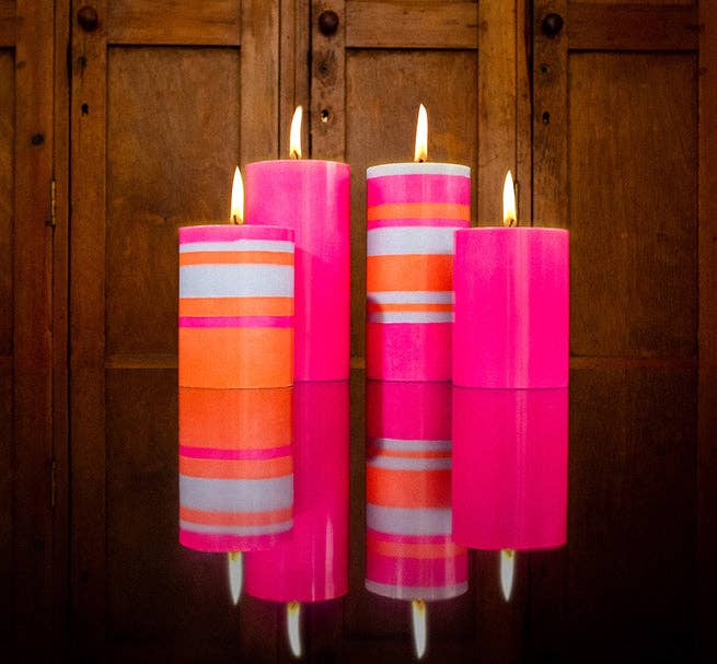 Orange Flame, Willow & Neyron Pillar Candle | British Colour Standard