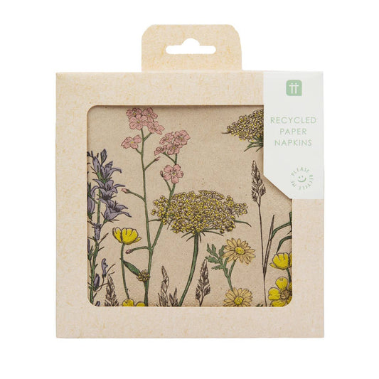 Eco-Friendly Recycled Paper Floral Napkins - 20 Pack
