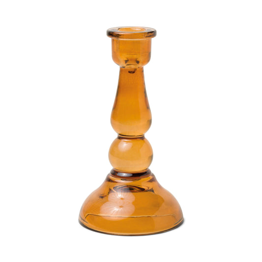 Tall Glass Taper Holder - Amber