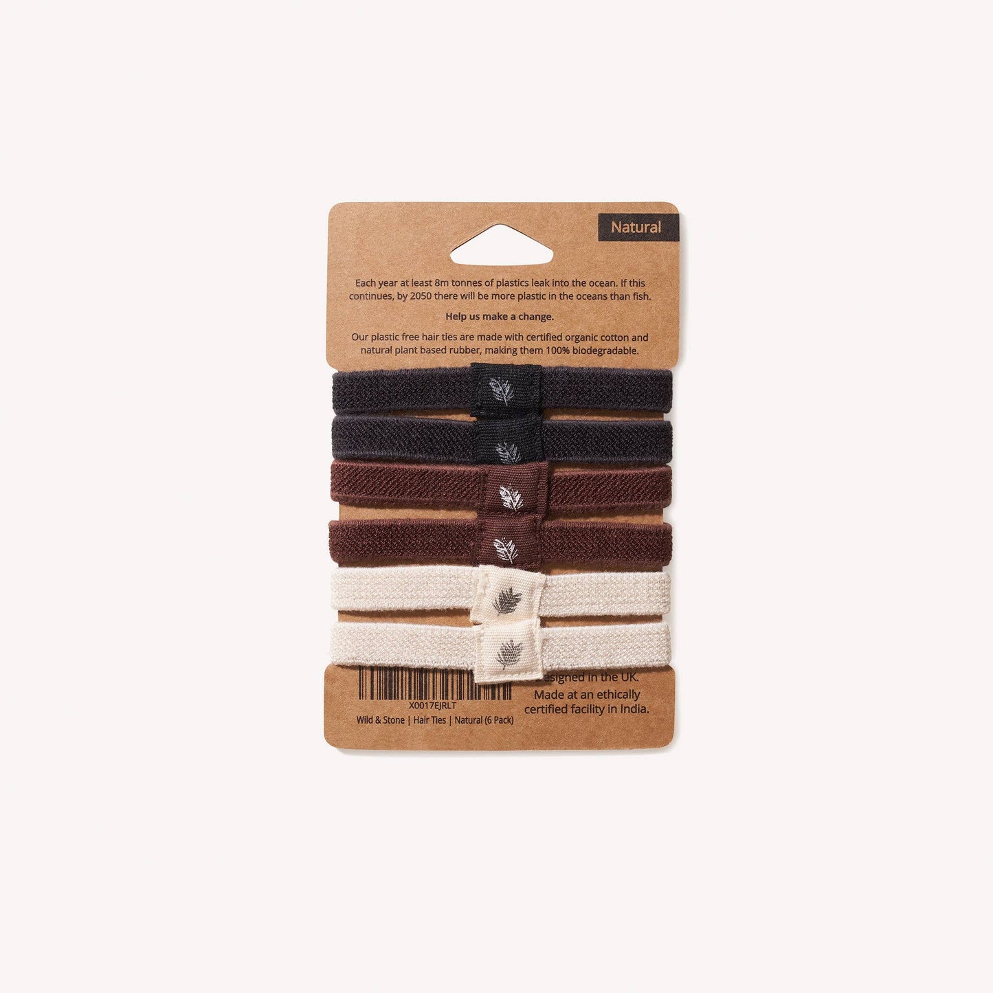 Plastic Free Hair Ties | 6 Pack | Natural