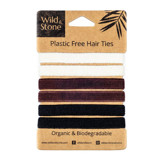 Plastic Free Hair Ties | 6 Pack | Natural