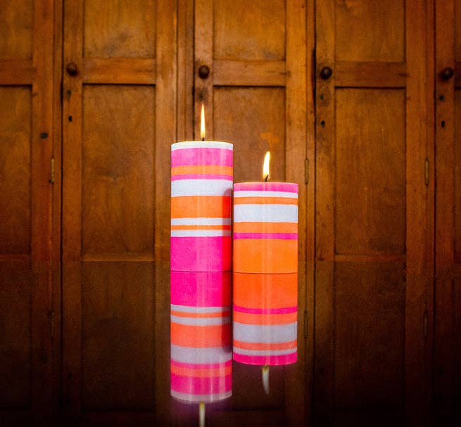 Orange Flame, Willow & Neyron Pillar Candle | British Colour Standard