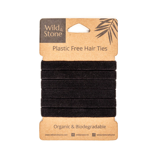 Plastic Free Hair Ties | 6 Pack | Black