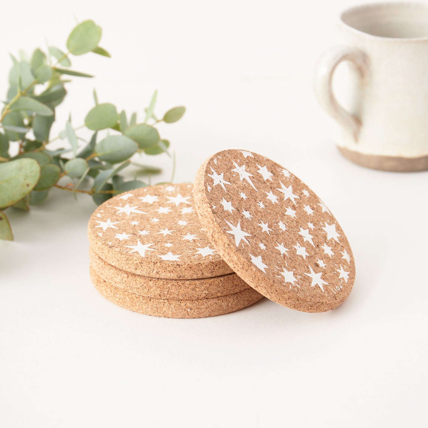 Cork Coaster | Stars White