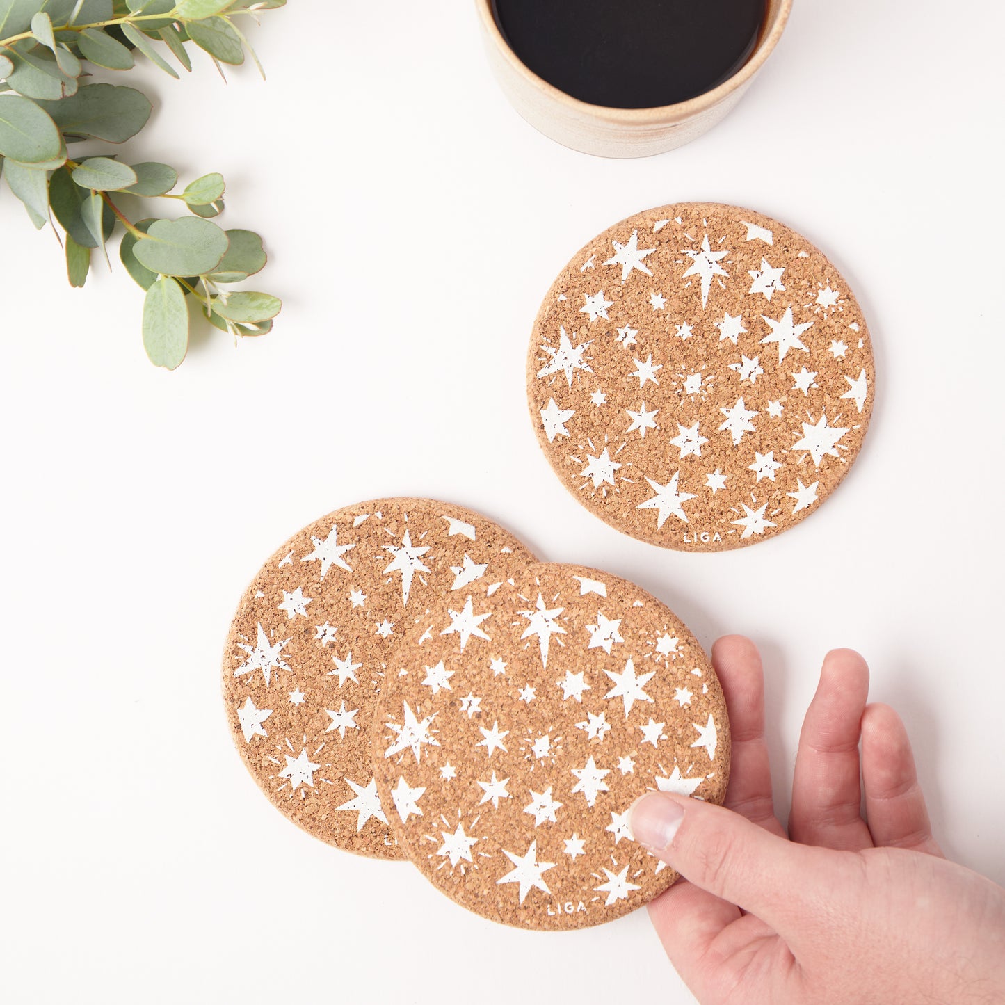 Cork Coaster | Stars White