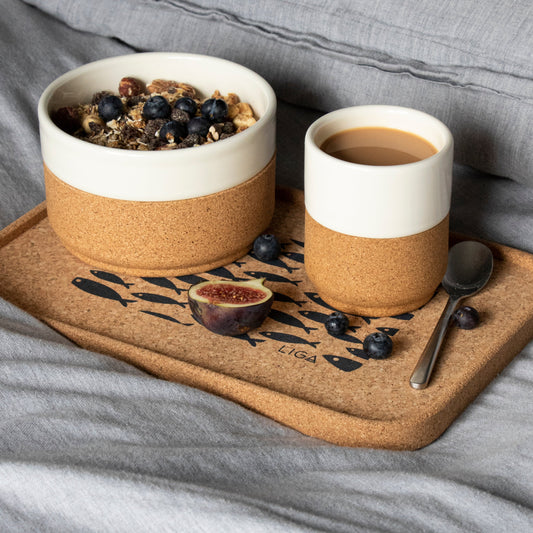 Cork Drinks Tray | Grey Fish