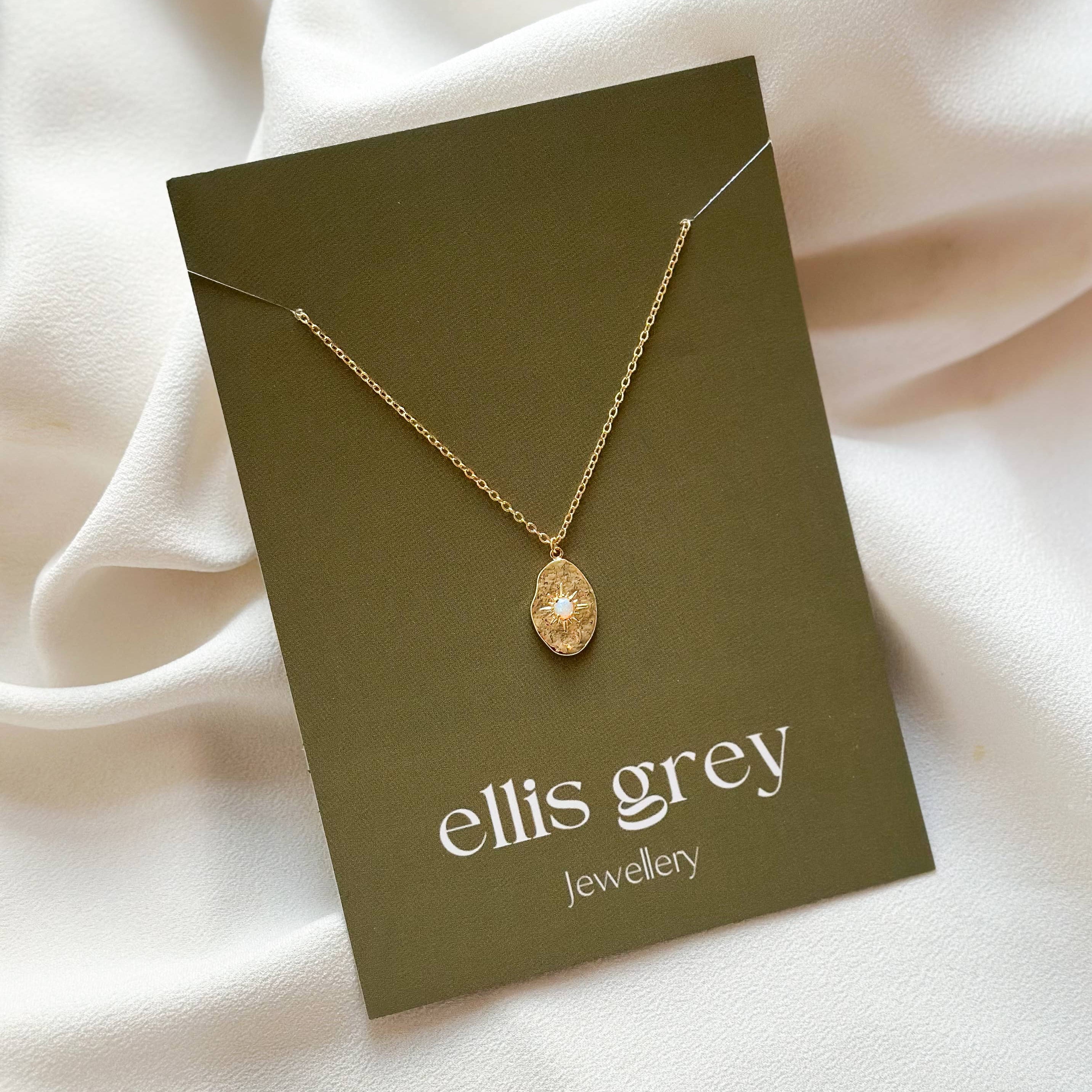 Opal Hammered Pendant Necklace