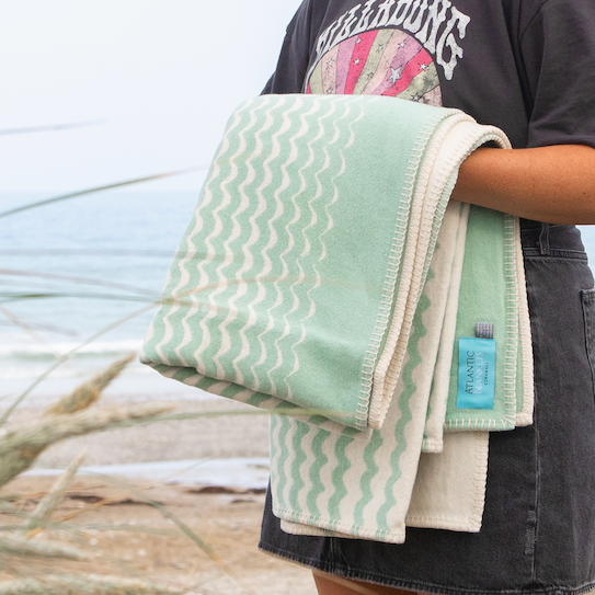 Recycled Cotton Blanket - Sea Foam Swell