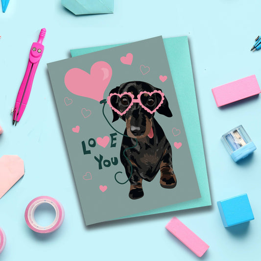 Love you sausage dog card