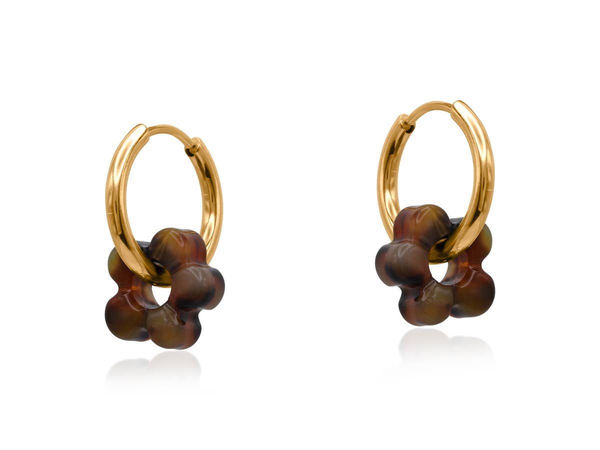 Sybilla Petite Resin Huggies Earrings | Orange Black
