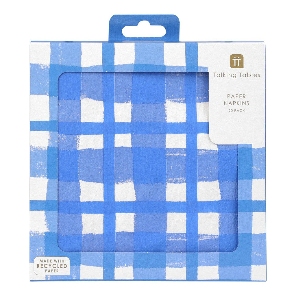 Blue & White Check Napkins | 20 Pack