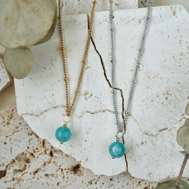 Simple Gemstone Necklace | Aquamarine, Gold