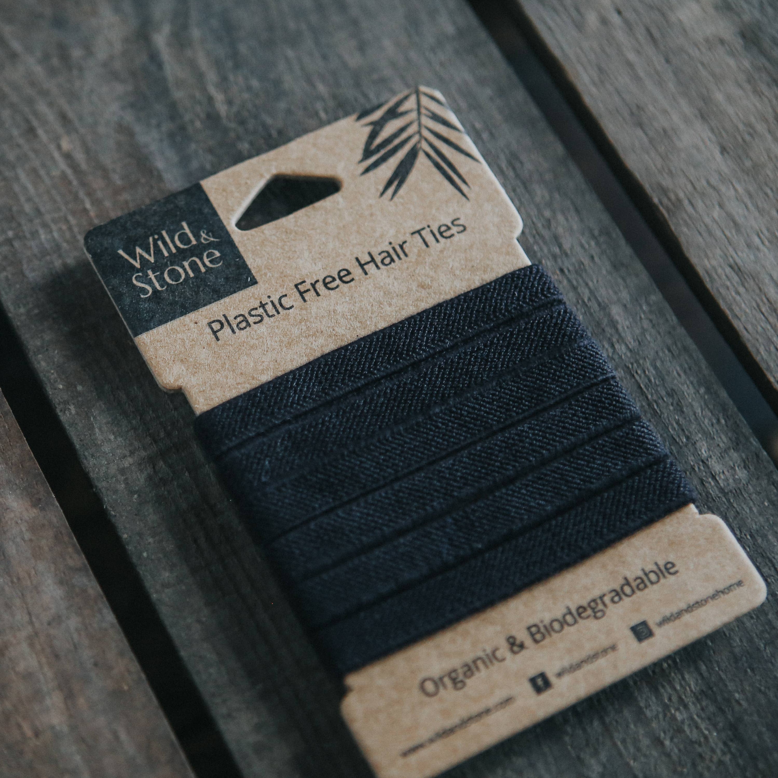 Plastic Free Hair Ties | 6 Pack | Black
