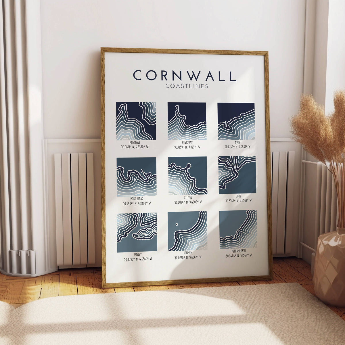Cornwall Coastline Map Print | A4