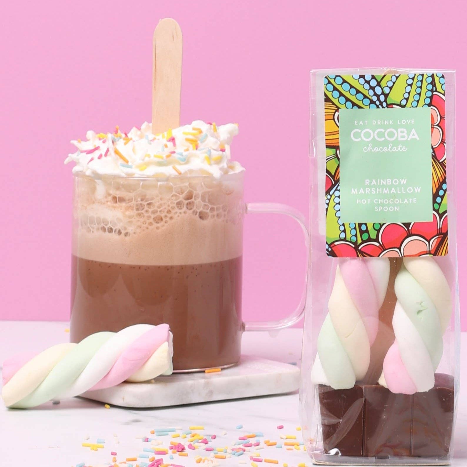 Rainbow Marshmallow Milk Hot Chocolate Spoon