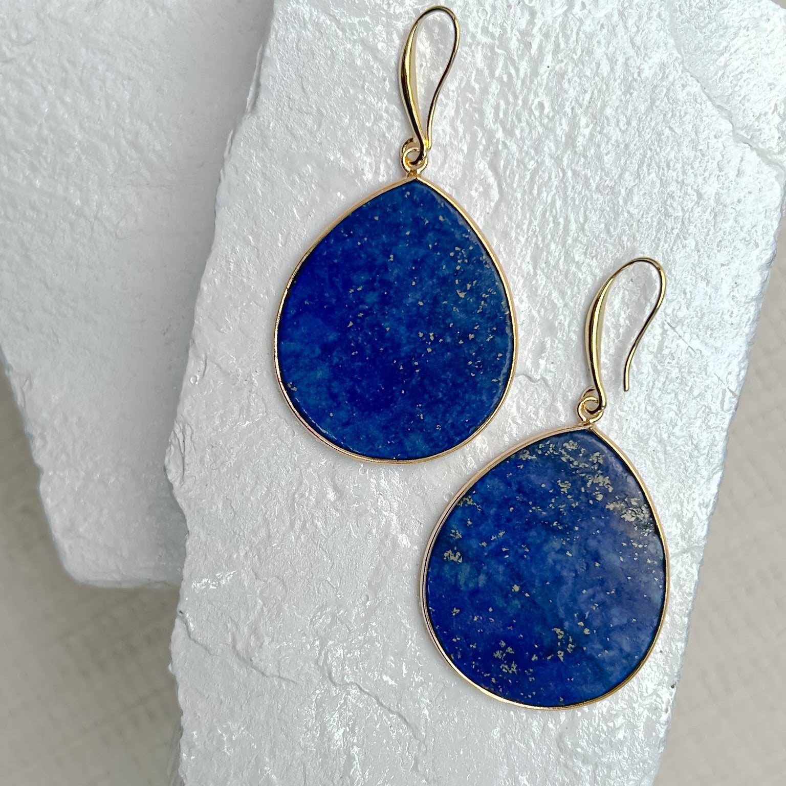 Lapis Lazuli Drop Gold Plated Earrings
