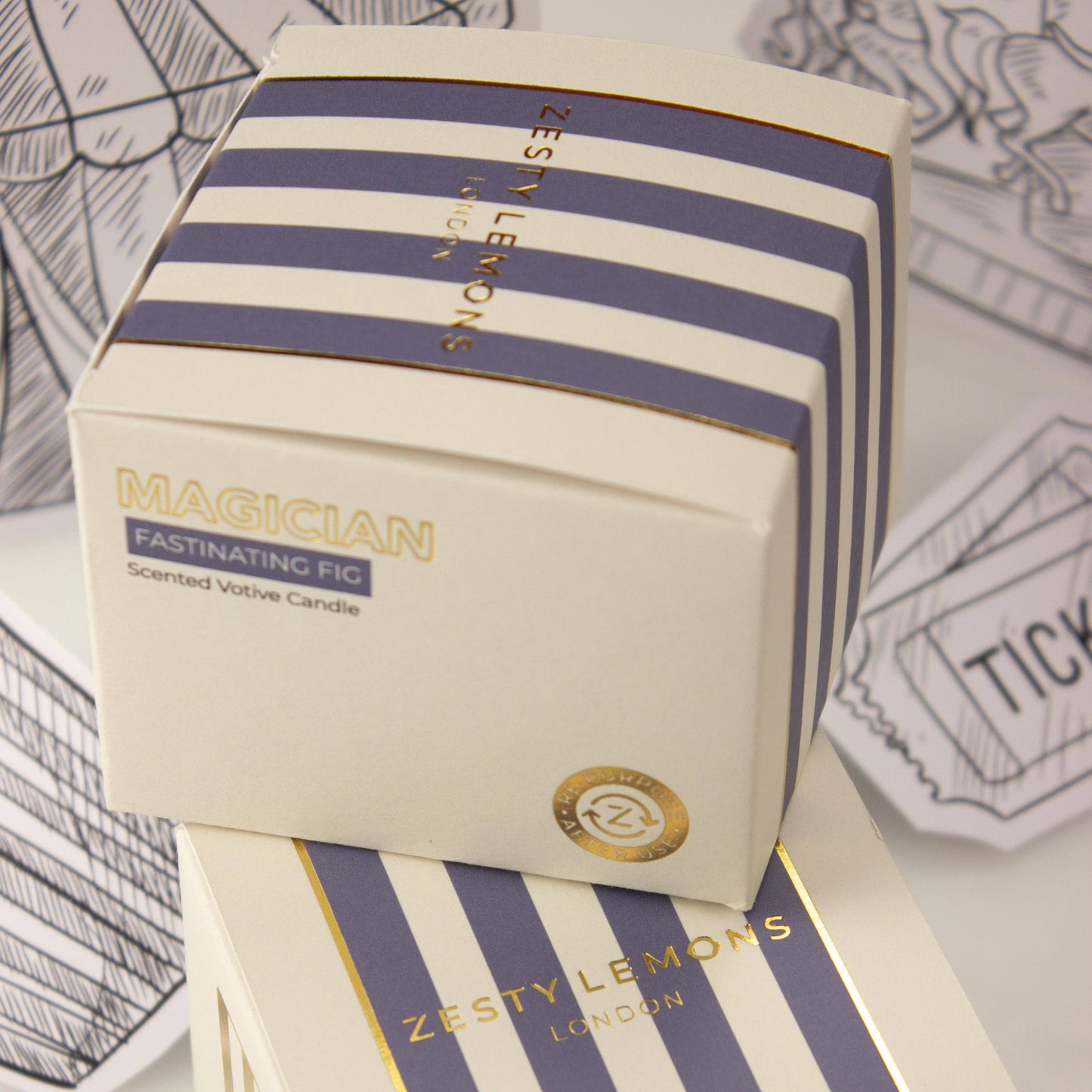 Magician Navy Votive Candle | Oud & Leather