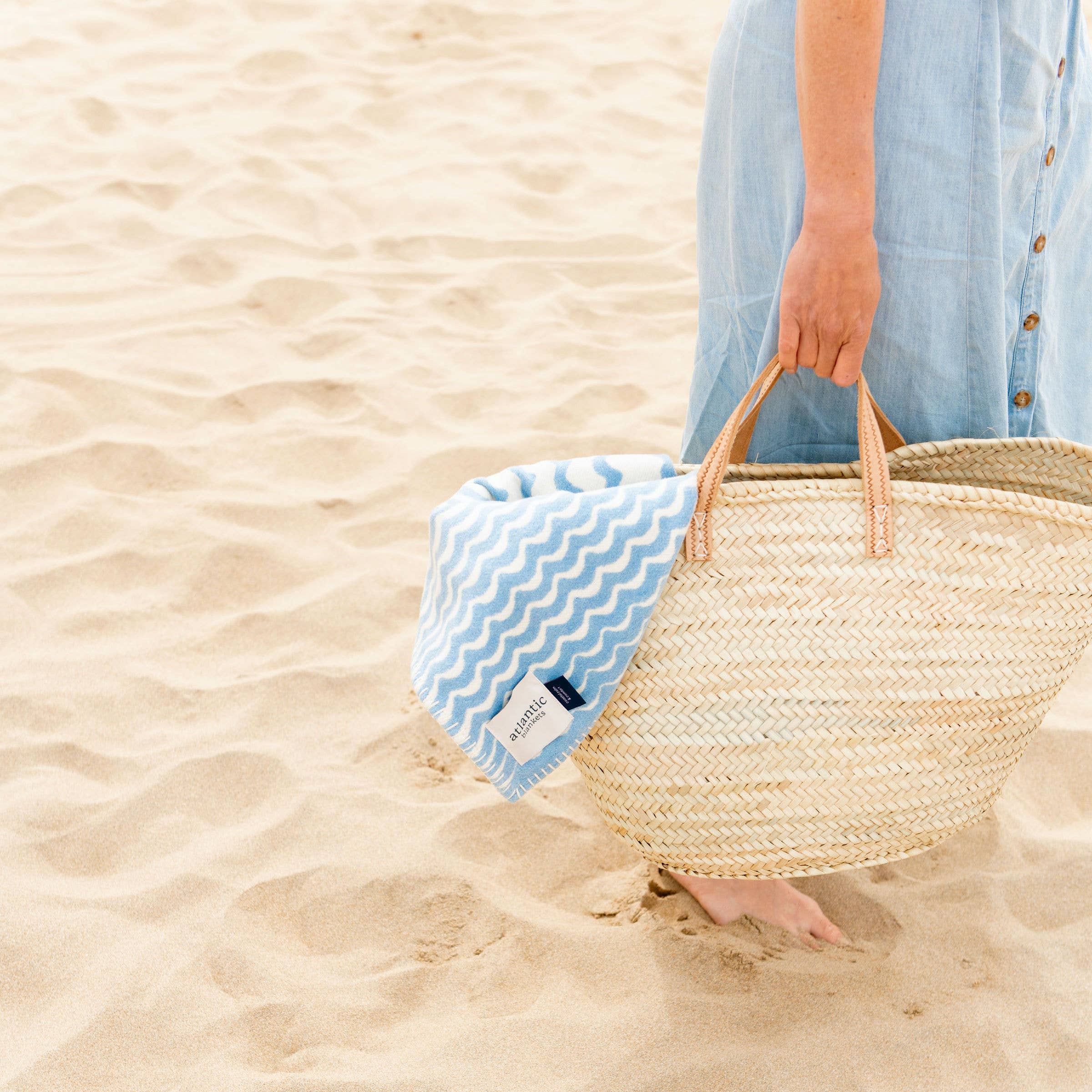 Recycled Cotton Blanket - Powder Blue Swell
