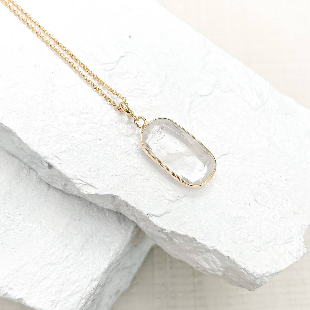 Quartz Rectangle Crystal Necklace
