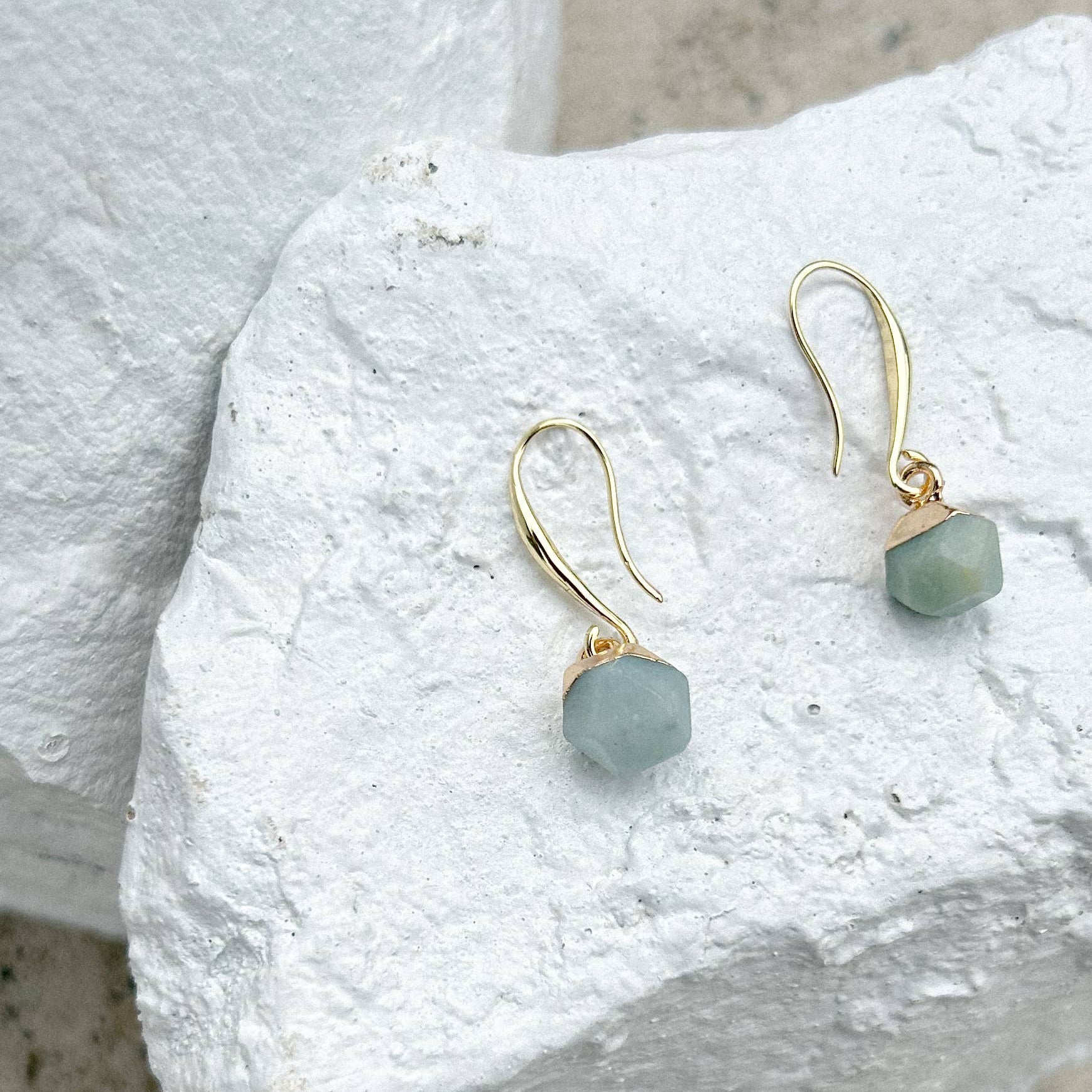 Amazonite Nugget Gold Plated Earrings