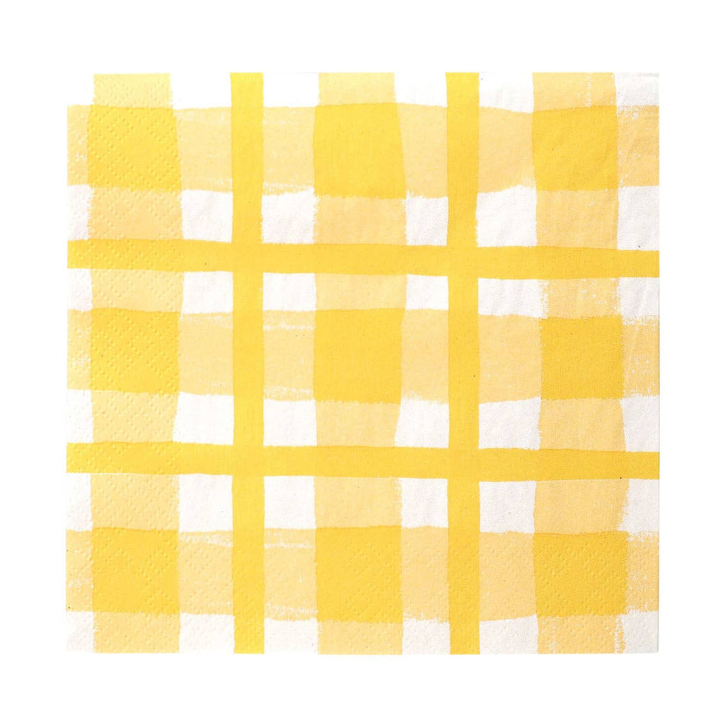 Yellow & White Check Napkins | 20 Pack
