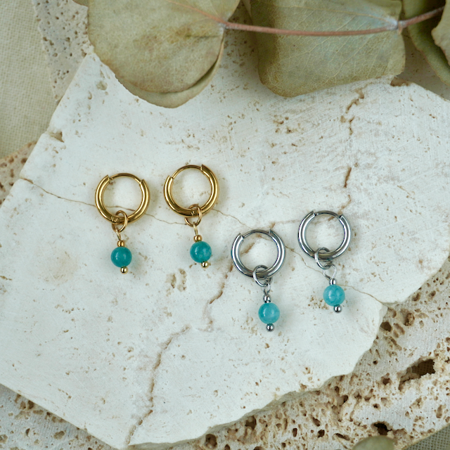 Simple Gemstone Huggie | Aquamarine, Gold