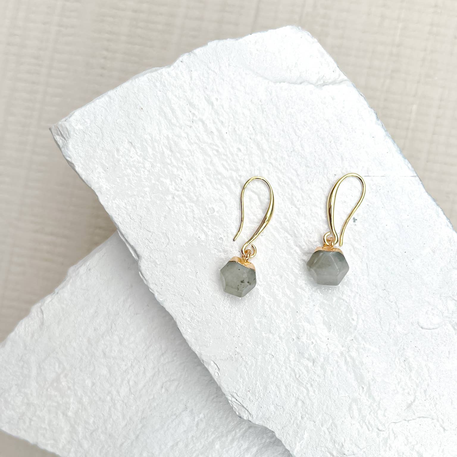 Labradorite Nugget Gold Plated Earrings