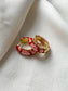 Floral Enamel Hoop Earrings | Red