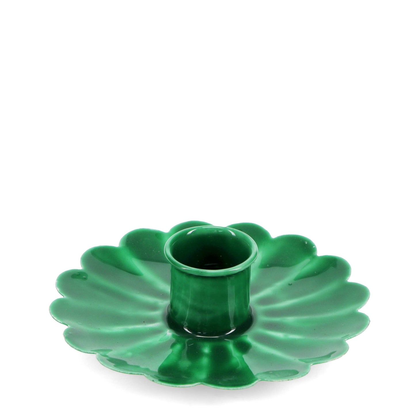 Enamel Flower Candle Holder | Green