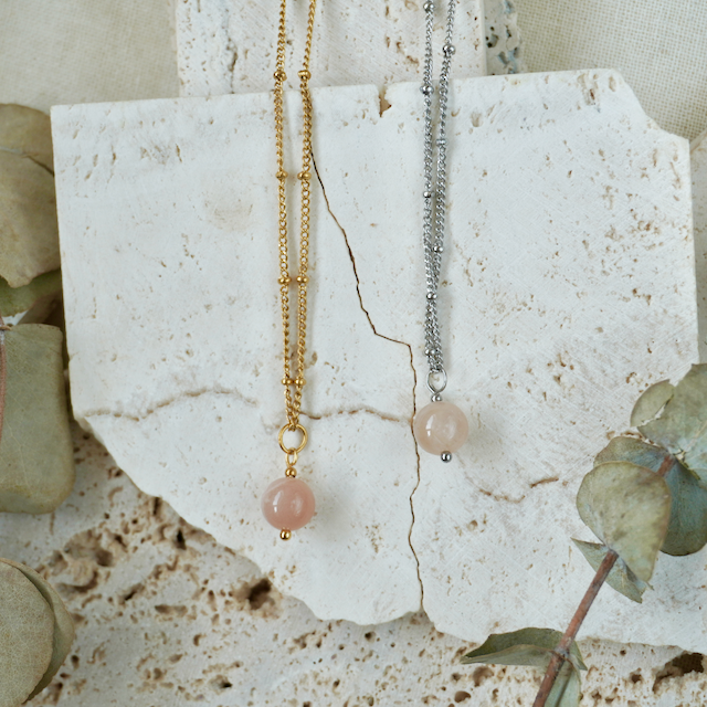 Simple Gemstone Necklace | Sunstone, Gold