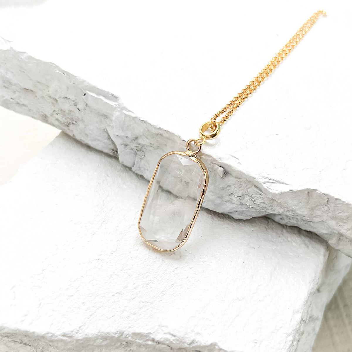 Quartz Rectangle Crystal Necklace