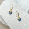 Aventurine Heart Gold Plated Earrings