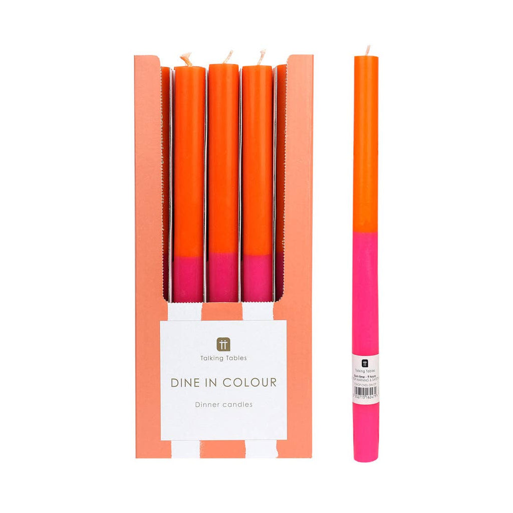 Orange & Pink Straight Dinner Candles