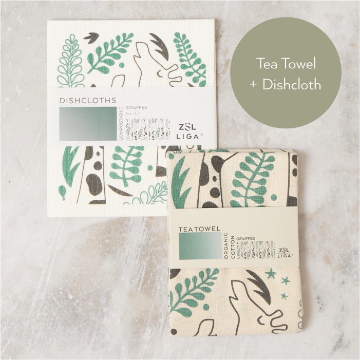 Tea Towel and matching Dishcloths | Giraffe