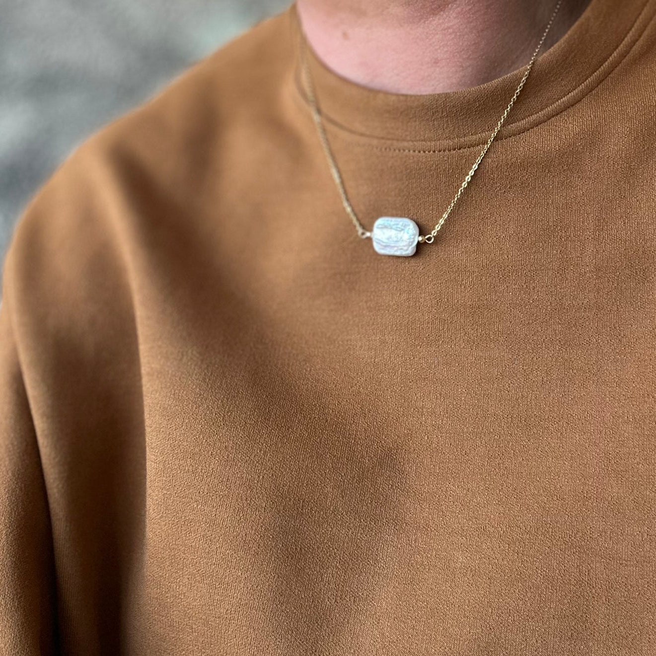 Baroque Rectangle Pearl Necklace | BespokeAli Studio