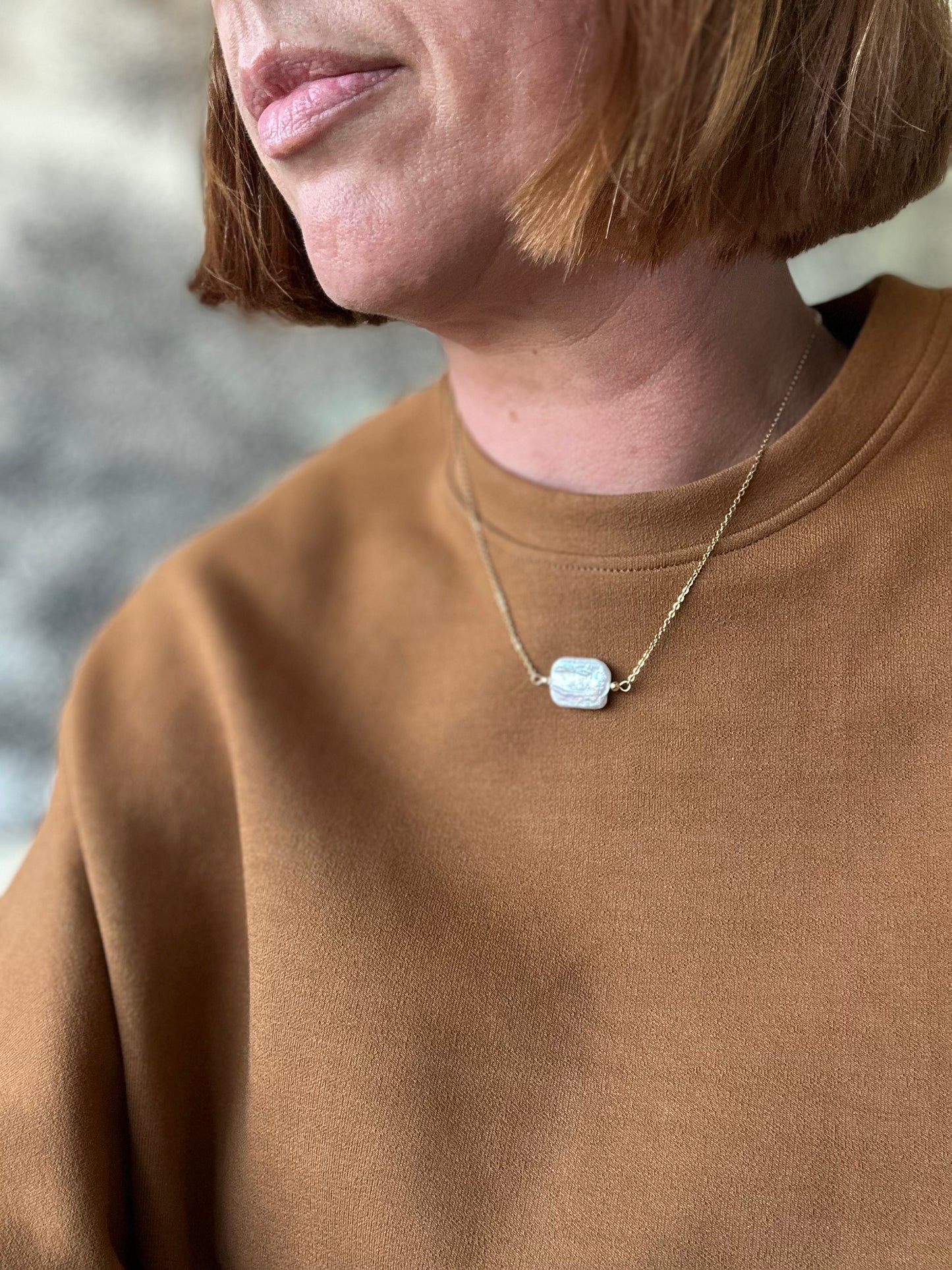 Baroque Rectangle Pearl Necklace | BespokeAli Studio