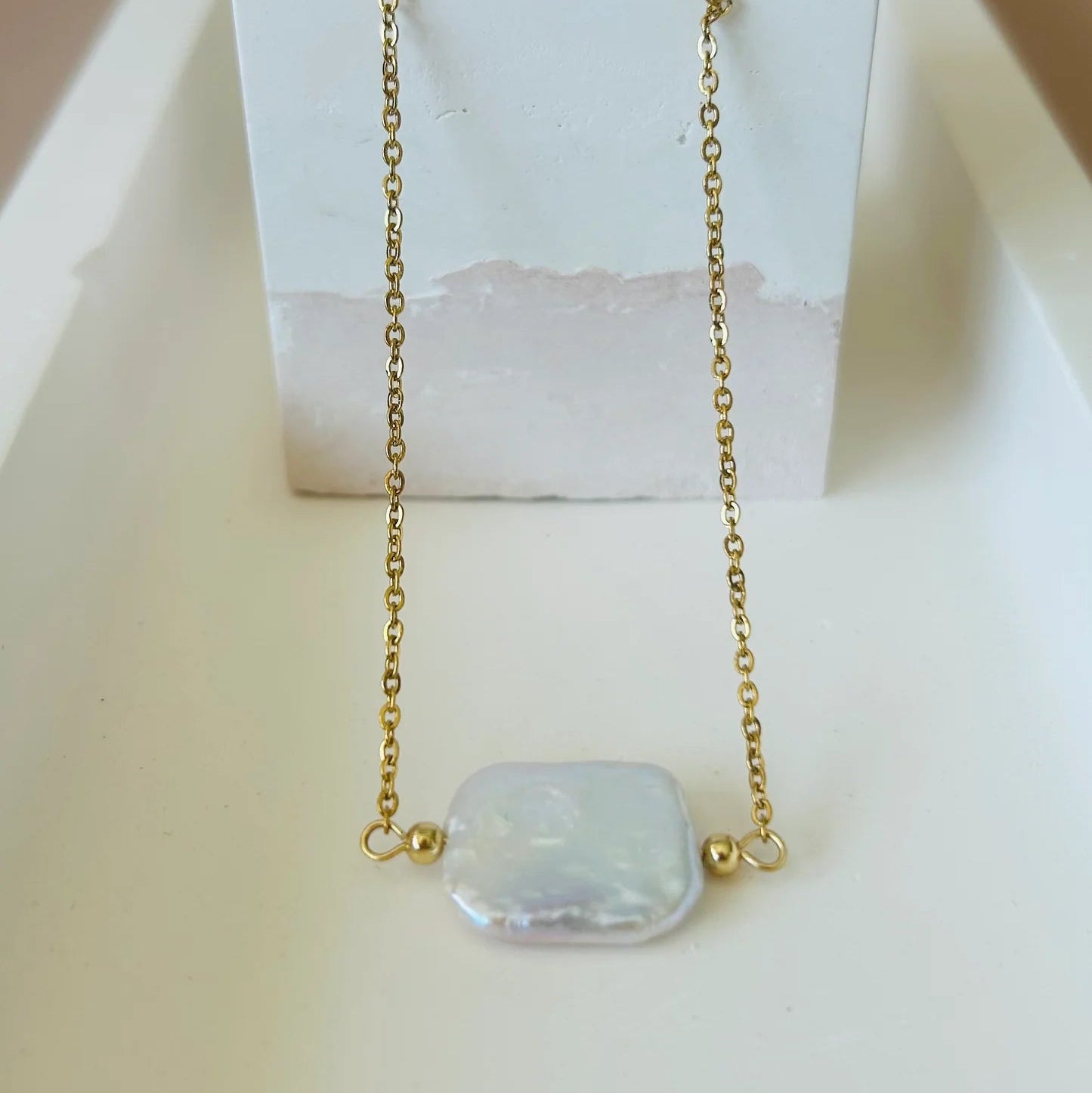 Baroque Rectangle Pearl Necklace | BespokeAli Studio