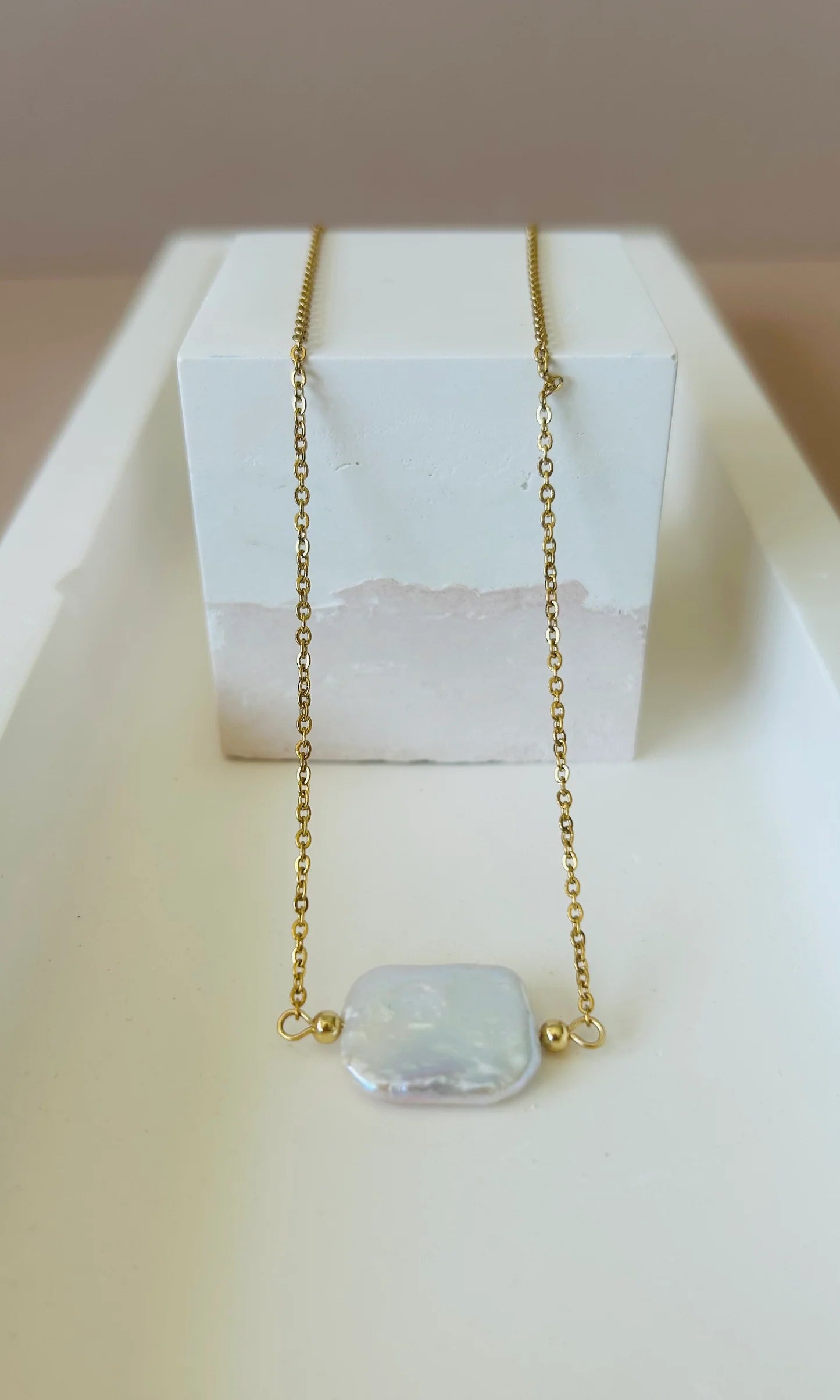 Baroque Rectangle Pearl Necklace | BespokeAli Studio
