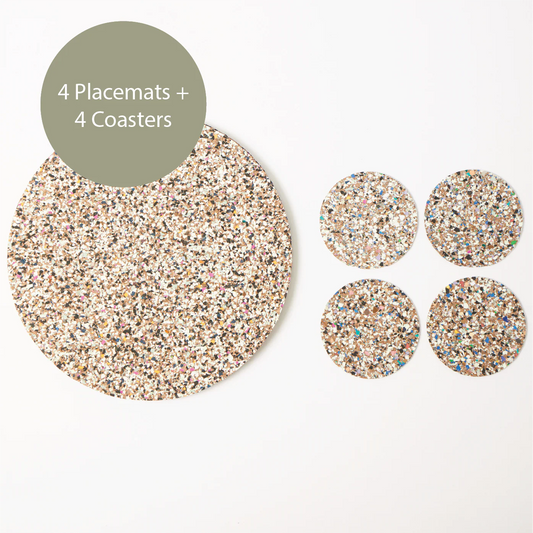 Beach Clean Round Placemats and Coasters Bundle| Table S/4
