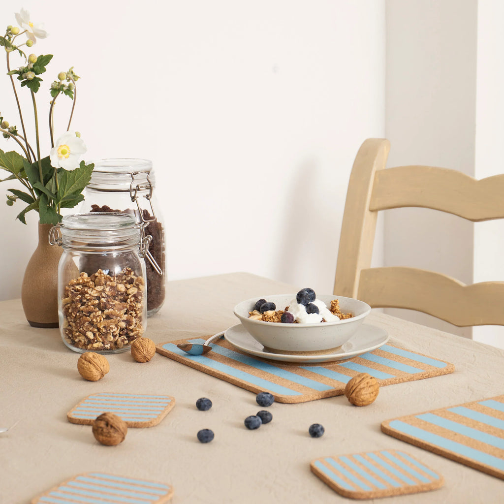 Cork Placemats | Candy Stripes - Blue