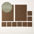 Dash Recycled Rubber & Cork Rectangle Placemats | Rectangle Set of 8 Plus 2 Sets of Free Coasters